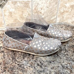Toms Alpargata Rose Gold Foil Polka Dot Slip On Shoe Size 7